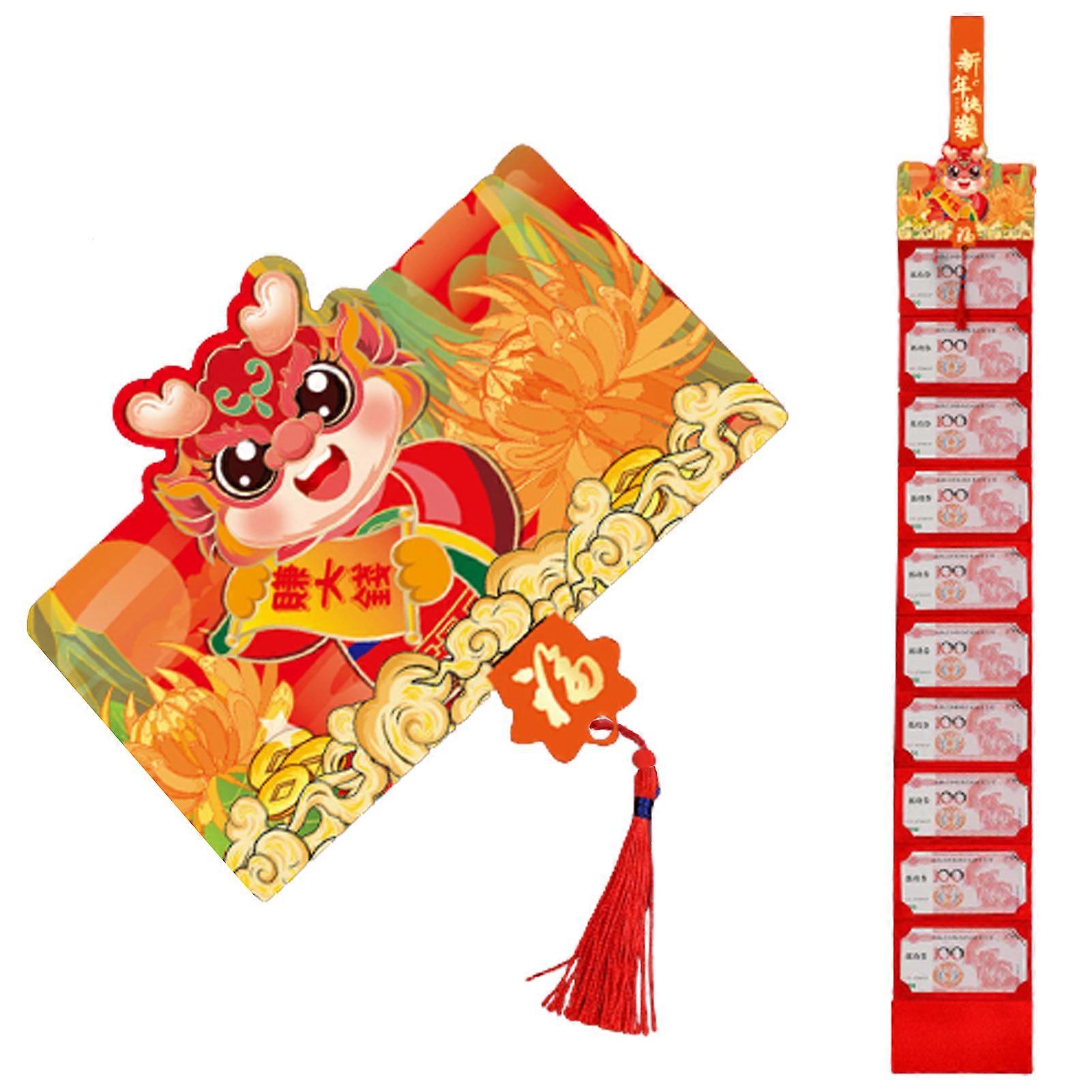 Folding Red Envelope Bright Color Smooth Surface 2024 Spring Festival The Year of Dragon Luck Money Envelope