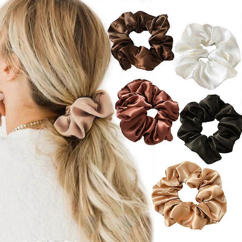 6τμχ Γυναίκες Μεγάλα Organza Μαλλιά Scrunchies Oversized Organza Αλογοουρά Κάτοχοι Vintage Ελαστικό Συμπαγές Χρώμα Γραβάτες Μαλλιών