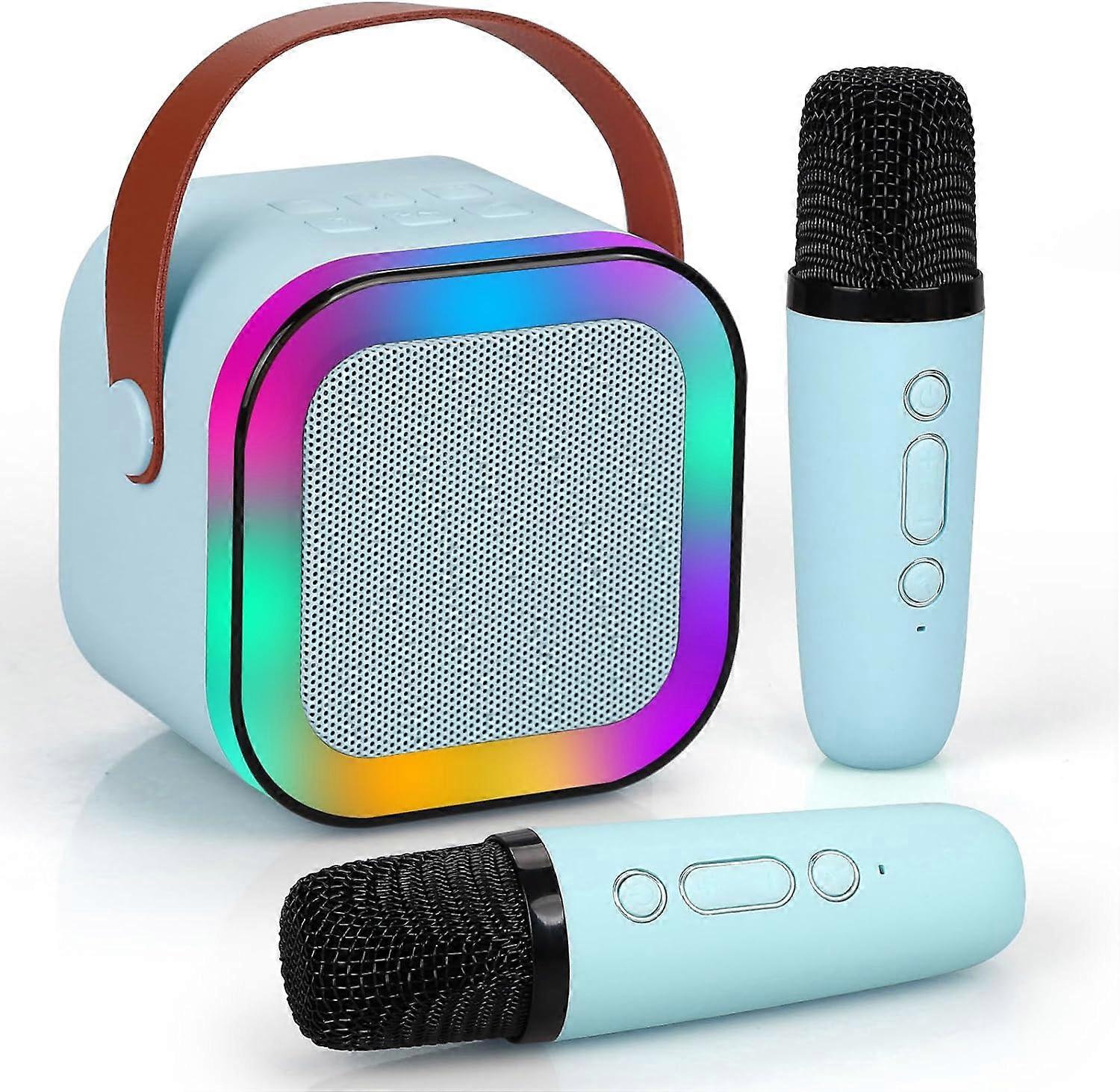 Karaoke Machine for Kids& Adults,Mini Portable Blue-Tooth Karaoke Speaker with 2 Wireless Microphones and Dynamic Lights