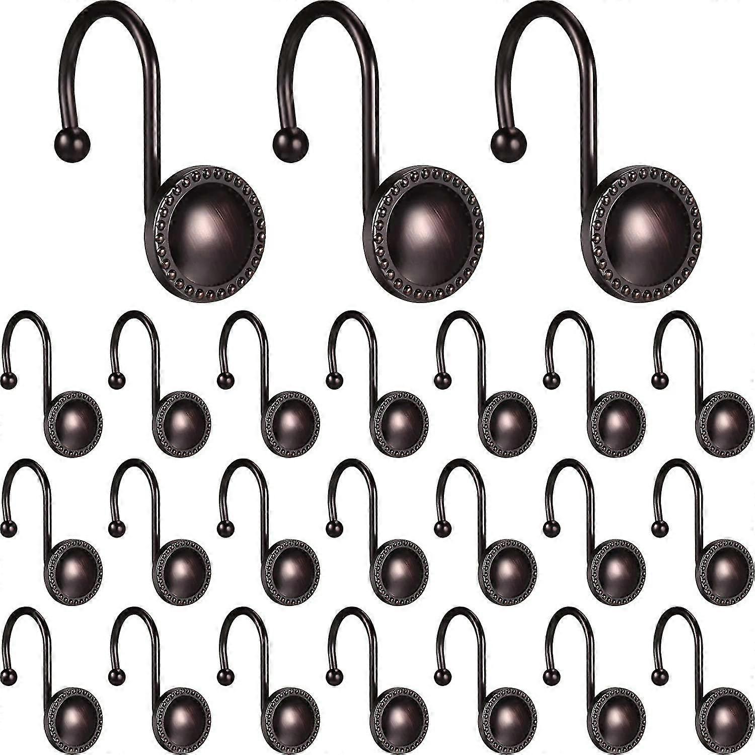 24 Pieces Shower Curtain Hooks Beaded Bronze Hook Rust Resistant Shower Hooks Rings/YY