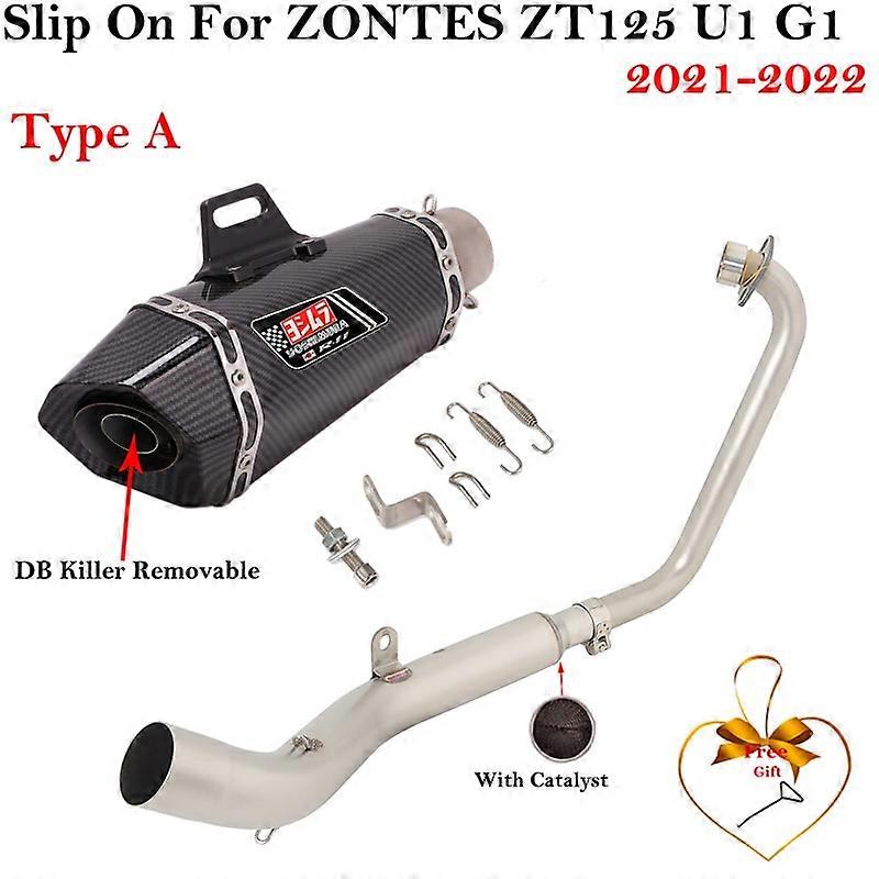 Full System For zontes ZT125 U1 G1 2021 2022 Motorcycle Exhaust Escape Modified Front Link Pipe With Catalyst Muffler DB Killer