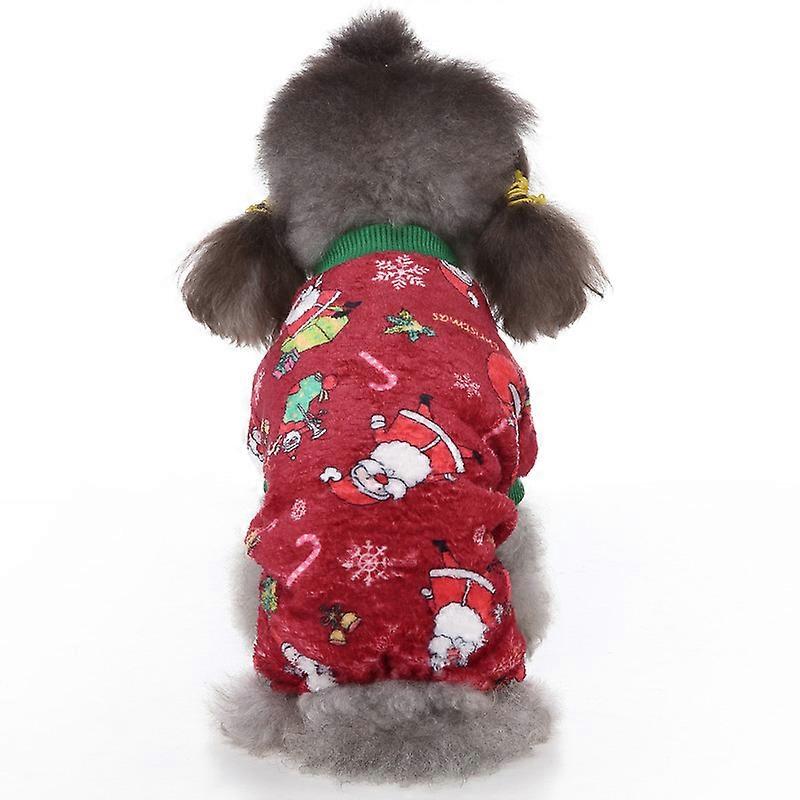MIMIGO Dog Pajamas Winter Clothes - Christmas Warm Dog Sweater Soft Cold Days Outfits with Elk Design, Pet Jumpsuits Sweaters for Small Medium Dogs/Pu