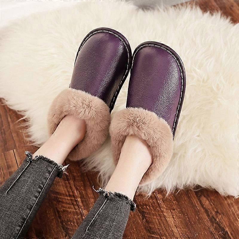 Genuine Leather Boots Women's Cozy Memory Foam Suede Slippers Fuzzy Plush Fleece Lined Slip On Indoor Outdoor House Shoes
