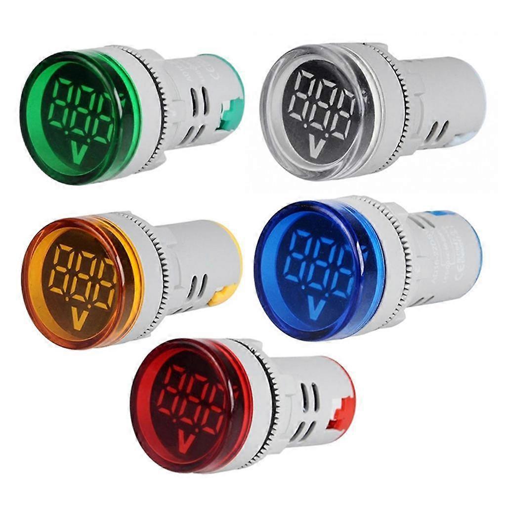 5x AC 12-500V LED Digital Voltmeter Voltage Meter Round  LED Indicator