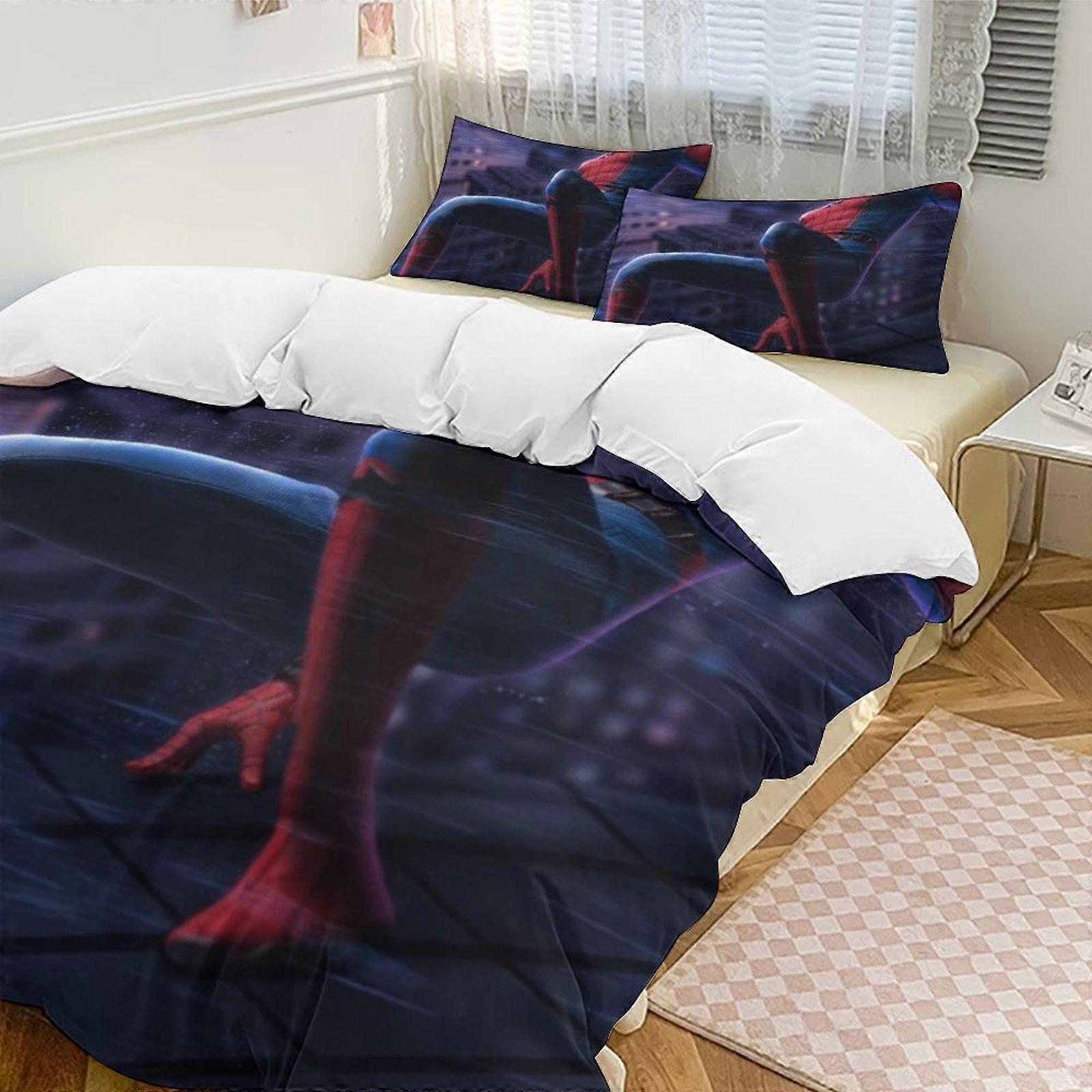 SQ64 Spider-Man 3-Piece Twin Bed Set - Includes 1 Single Quilt And 2 Pillow Cases Bedding - Fade Resistant Microfiber HZ64