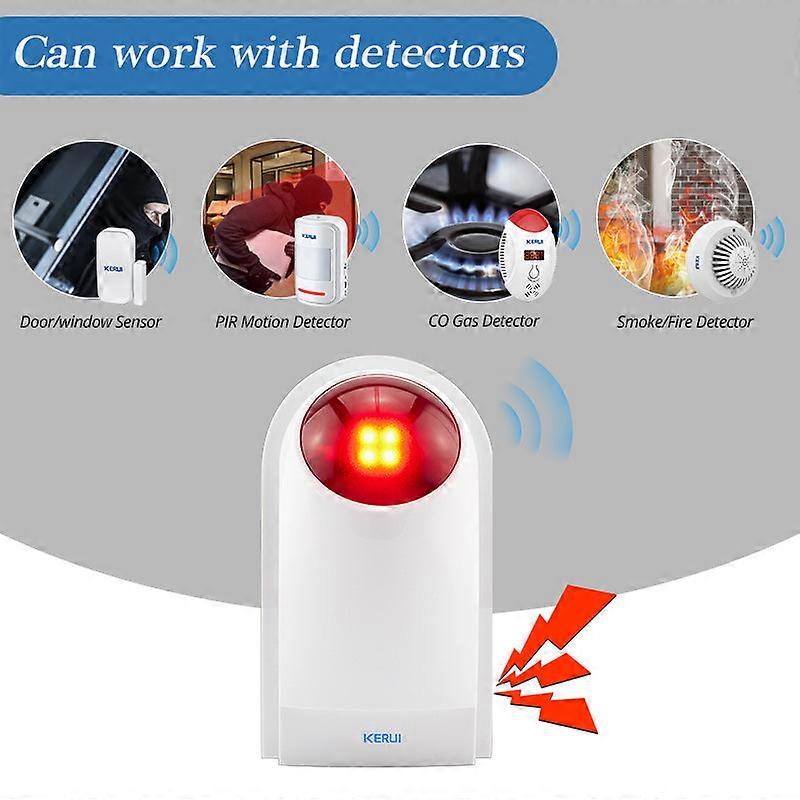 J008 110db Indoor Outdoor Wireless Flashing Siren Strobe Light Sensor For Home Garge Alarm Security System