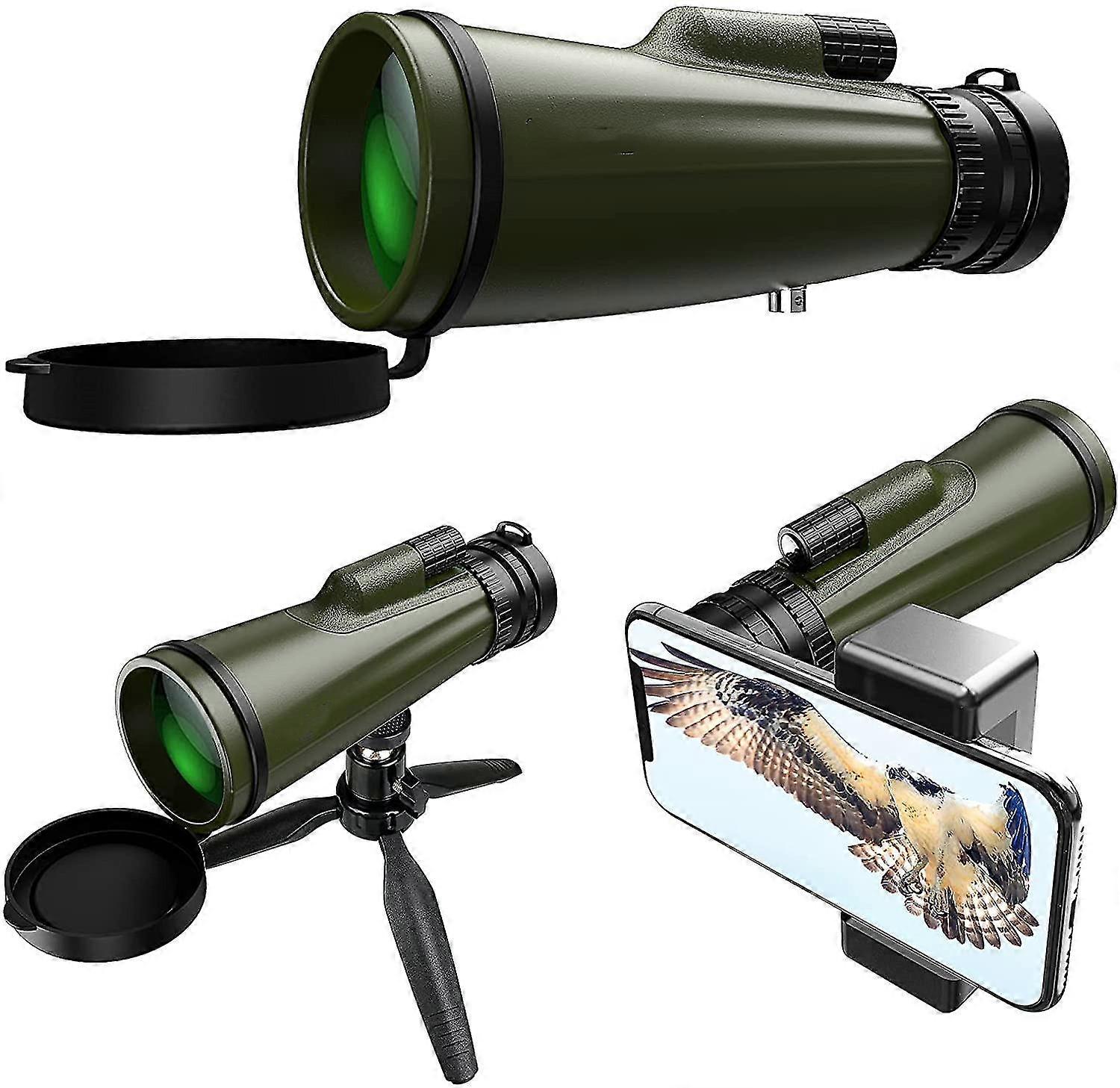 Monocular Telescope, 10-30x50 HD Upgraded High Power BAK4 Prism Waterproof Monocular, with Smartphone Holder  Tripod for Bird Watching Camping Hunting