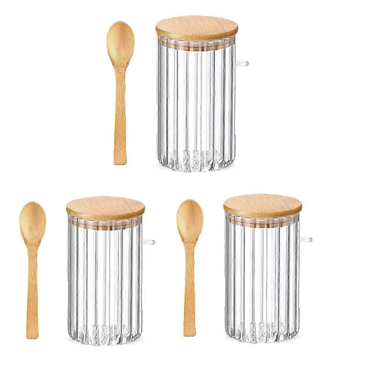 25 OZ Airtight Glass Jars with Bamboo Spoons Lids Overnight Oats Container Decorative Coffee Bar Fo