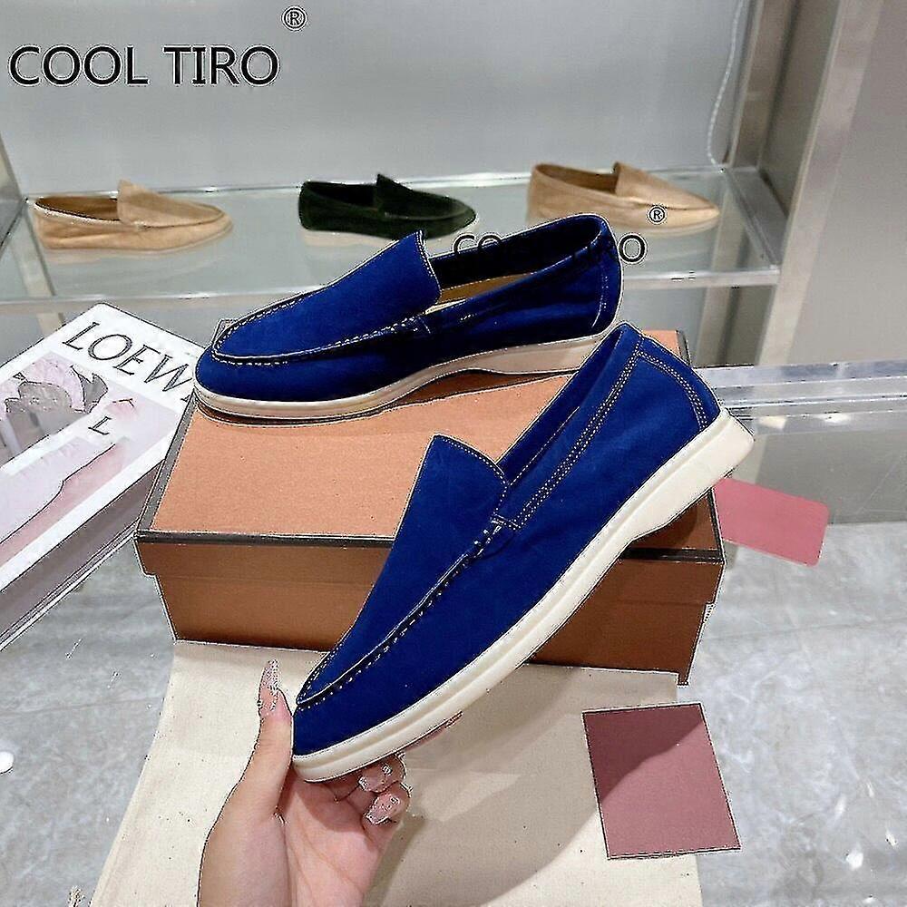 Sand ruskind mænd Loafers Casual Moccasins Summer Walk Sko Rund tå Slip-ons Flad Kørsel Dovne Beanie Sko Gentleman Dress Shoe