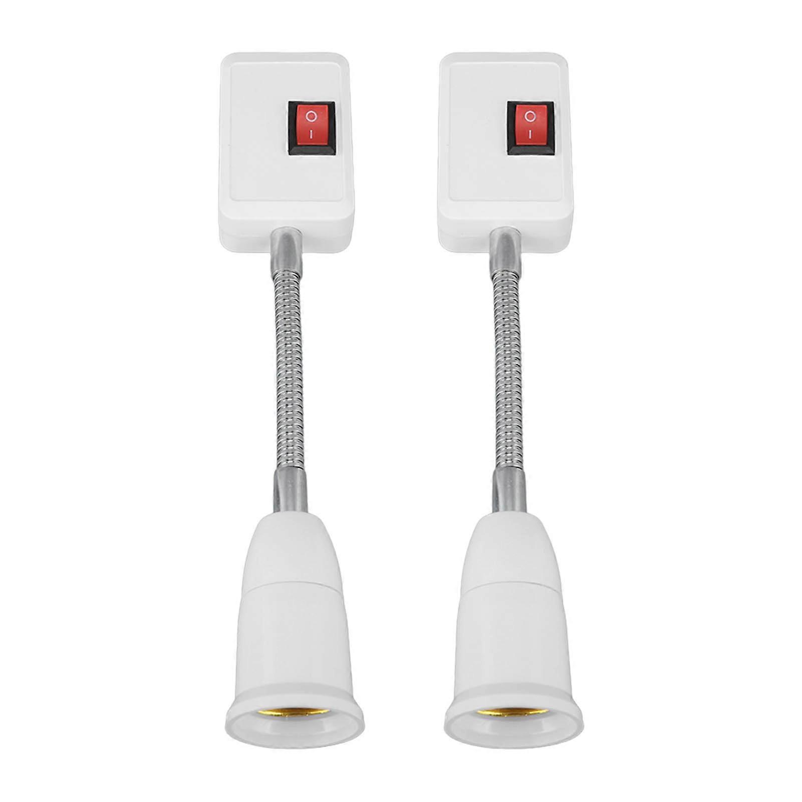 2PCS E27 E26 Hose Lamp Holder with Switch Universal 360 Degree Light Socket Extender EU Plug 110240V
