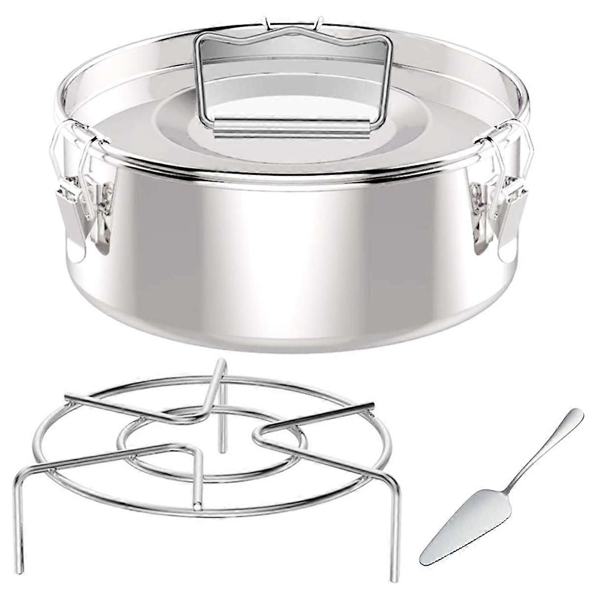 Flan Pan Flaneras Form, Edelstahl Flan Form mit Deckel - Flan Maker für 6 Quart Topf (3QT, 8QT Avail) - mit Gestell