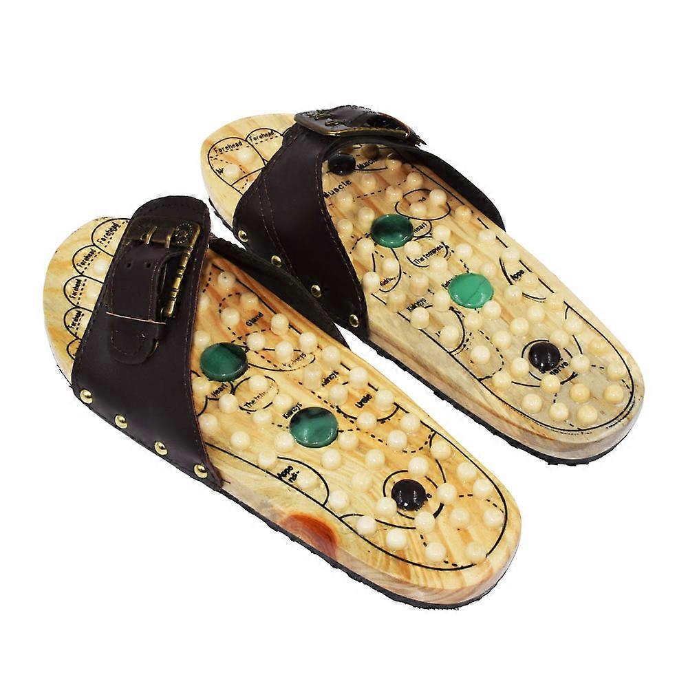 天然石畳翡翠マッサージ足底足ツボマッサージは疲労を解消します木製の靴底24-27CM