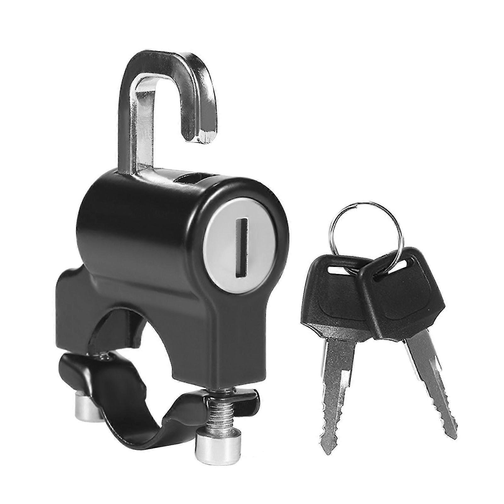 Universal Motorcycle Helmet Lock Anti-theft Helmet Safety Lock Metal 22mm-26mm Black With 2 Keys