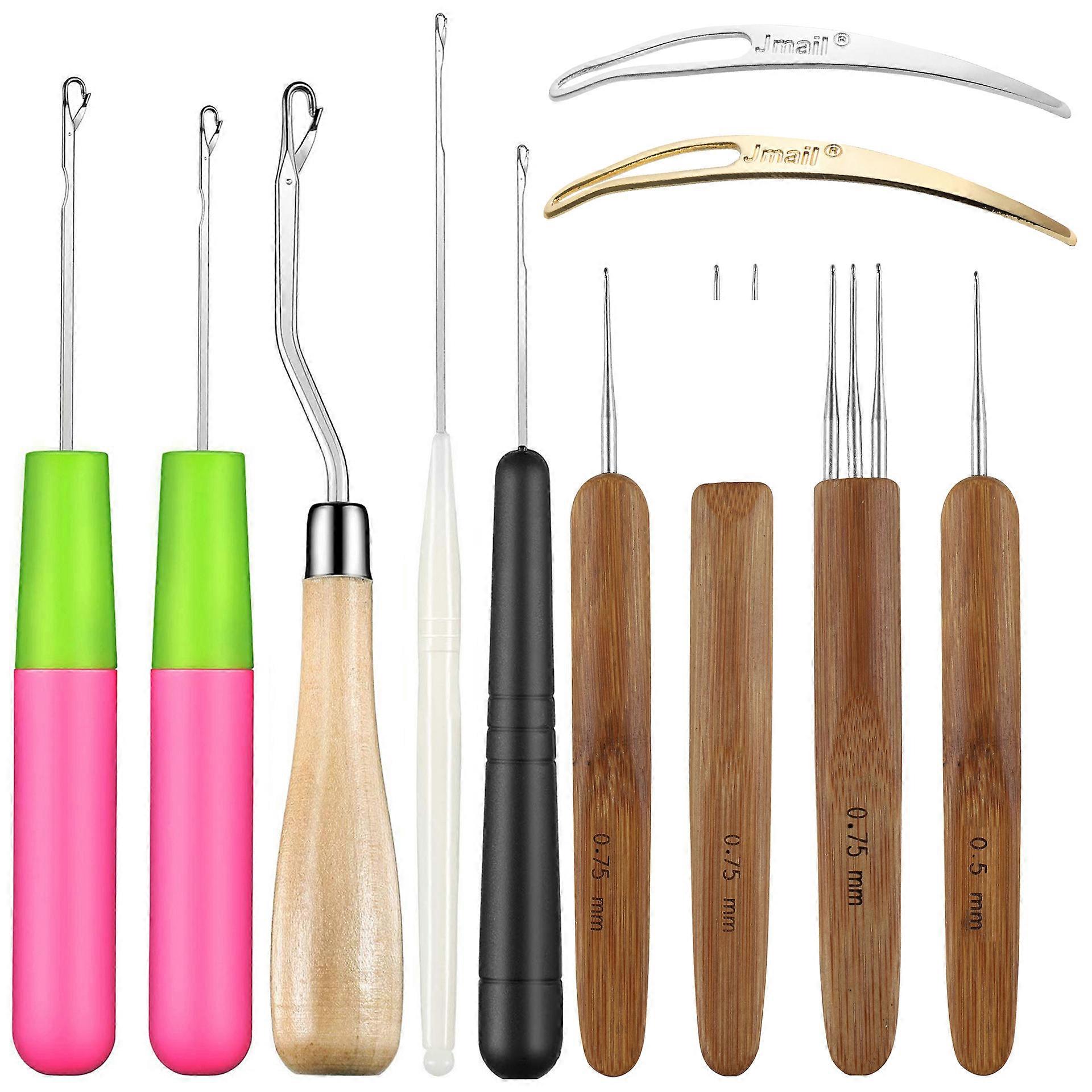 11 Pcs Weaving Tools, Latch Hook Needle Dreadlocks Tool, Hair Locking Hook for Micro Braids Dreads