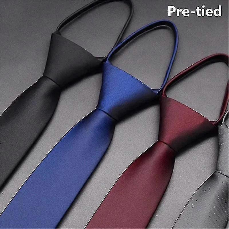 New Design Pre-tied Zipper Necktie For Men Or Women, Solid Color Narrow Polyester Tie, 5 Cm 8 Colors-In stock