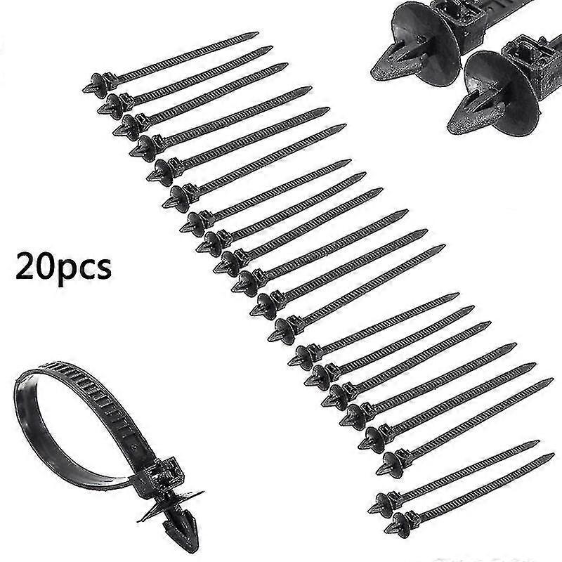 20pcs/set Push Mount Winged Cable Wire Ties Car Chassis Nylon Tie Zip Fixing Strap