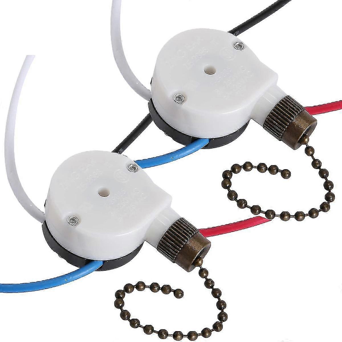 2 Pcs Fan Light Switch Ze-208s 3 Speed 4 Wire Ceiling Fan Switch Replacement Part Speed Controlpull