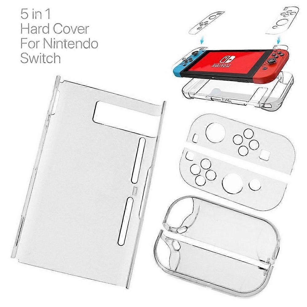 5-in-1 Split Detachable Crystal Case For Nintendo Switch Accessories Games Cover Shell Control Protector  Clear NS Grip