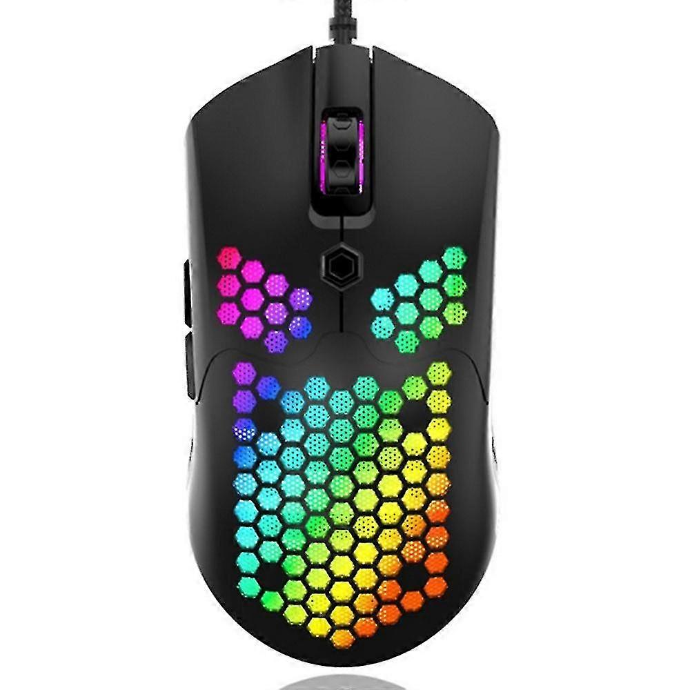 Led Lightweight 65g Wired Gaming Mouse Adjustable Optical Sensor-black