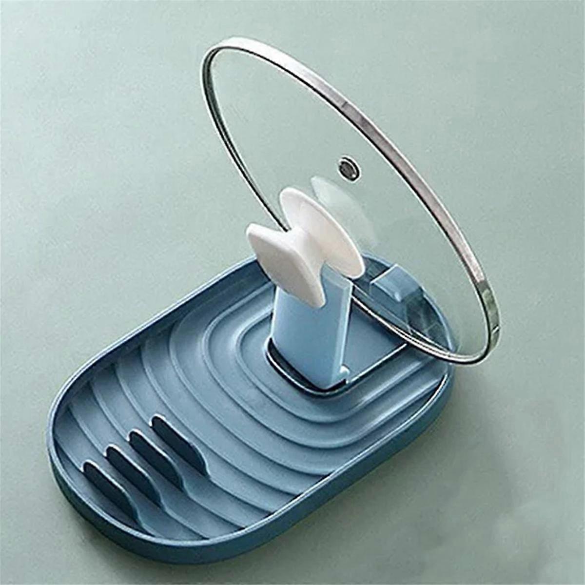 Foldable Pot Lid Rack, Spatula Rack, Integrated Storage Rack, Kitchen Stove Storage Rack, Draining Tools Blue