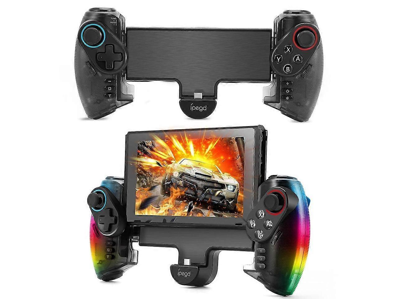 LED Switch Joycon Support Telescopic Adjustment, One-Piece Joypad Controller Replacement for Switch Pro Controlle, Switch Controller with Colors LED, 