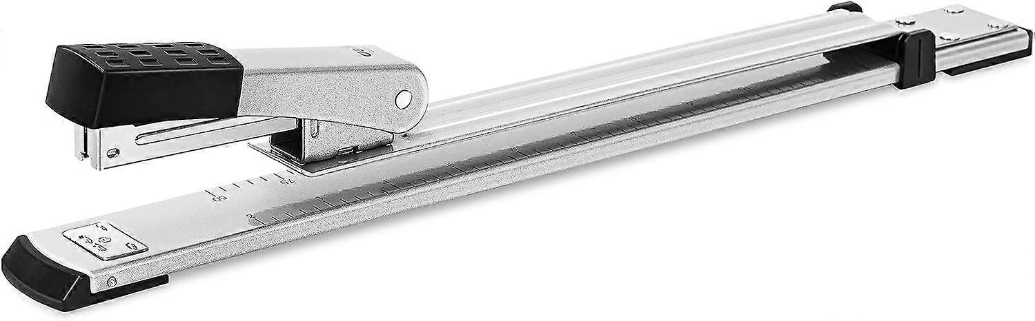 Long Reach Stapler - 25 Sheet Capacity - Standard Long Arm Stapler for Newspapers or Books - Includes 1 Stapler Silver