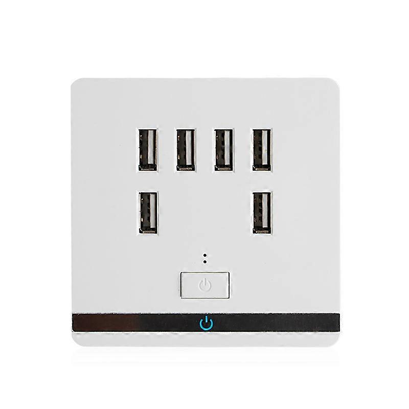 3.4A 6 Port USB Wall Charger Outlet Power Receptacle Socket Plate Panel Switch