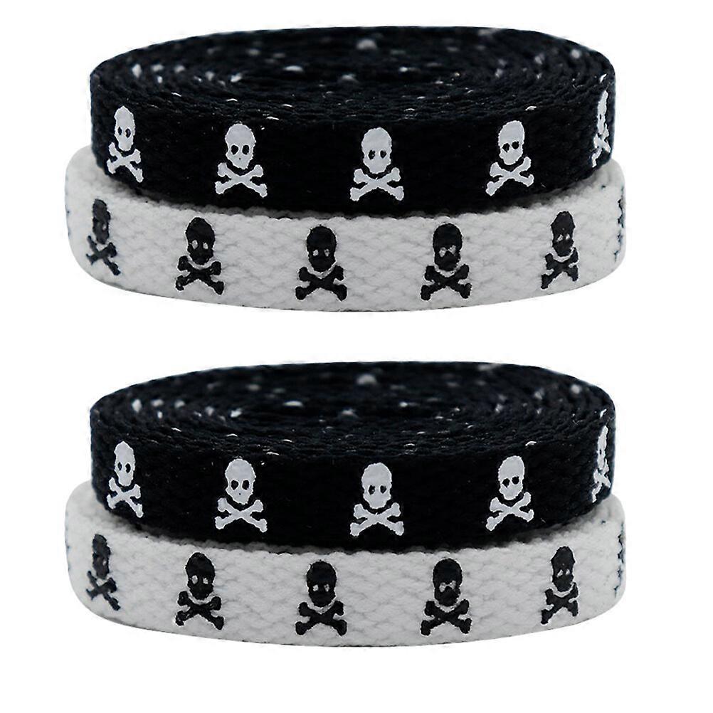 2 Pair Skull Shoelaces Flat Shoelaces Personality Canvas Shoes Decorative Shoelaces