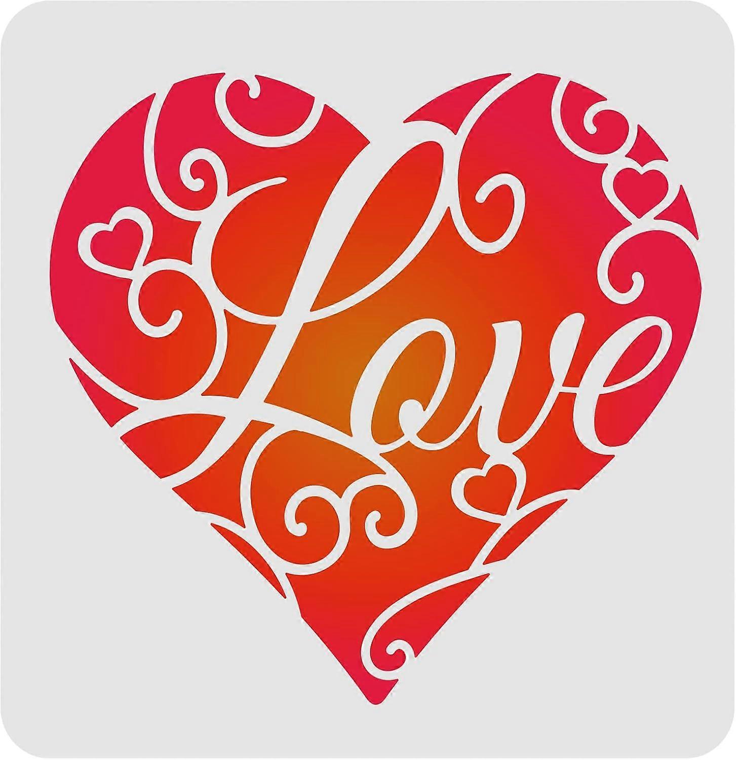 Plastic Reusable Drawing Painting Stencils Templates for Painting on Scrapbook Paper Wall Fabric Floor Furniture Wood Square Heart Pattern 300x300mm