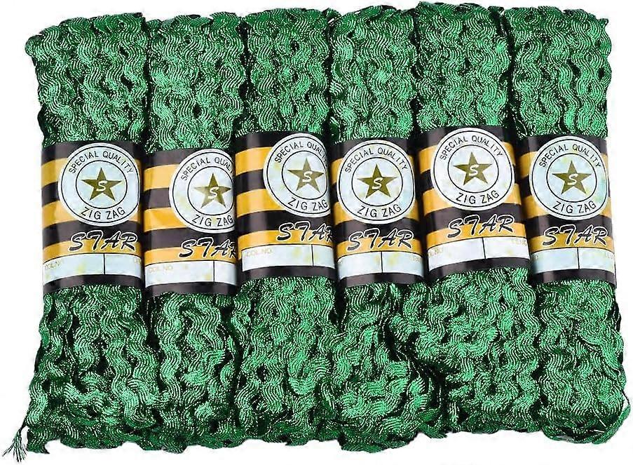 Polyester Ribbons Wave Shape Green 7~8mm 15yard/bundle 6bundles/bag