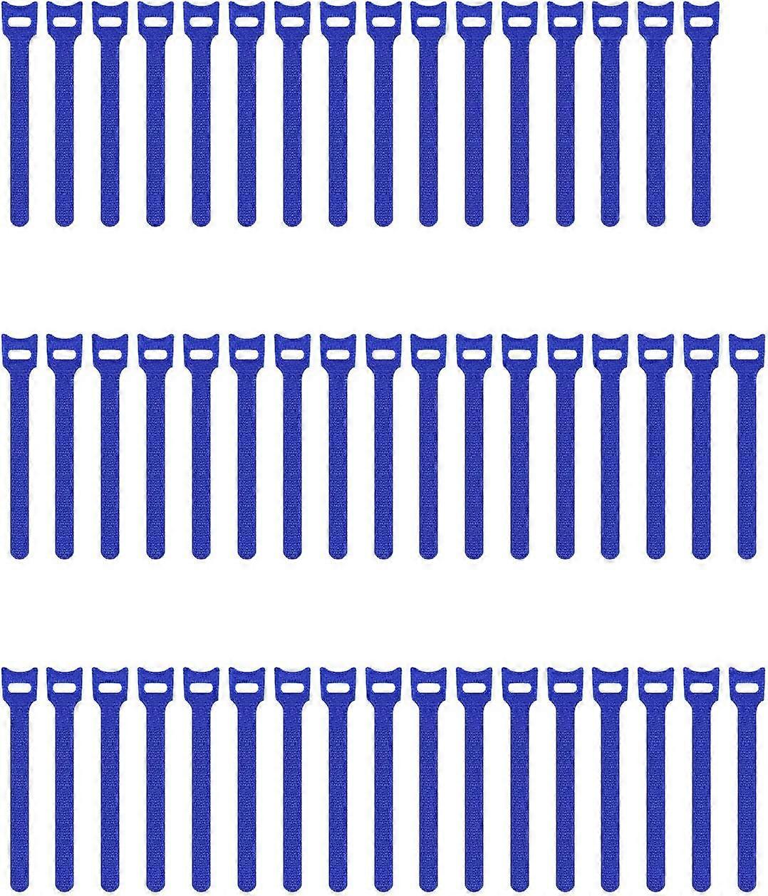 Pasow 50pcs Reusable Fastening Adjustable Cable Ties Wire Management 15CM (Blue)