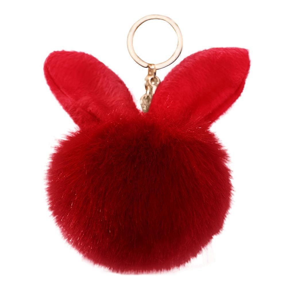 Faux Rabbit Furs Ball Pom Pom Keychain for Car KeyRing Phone Handbag Charm