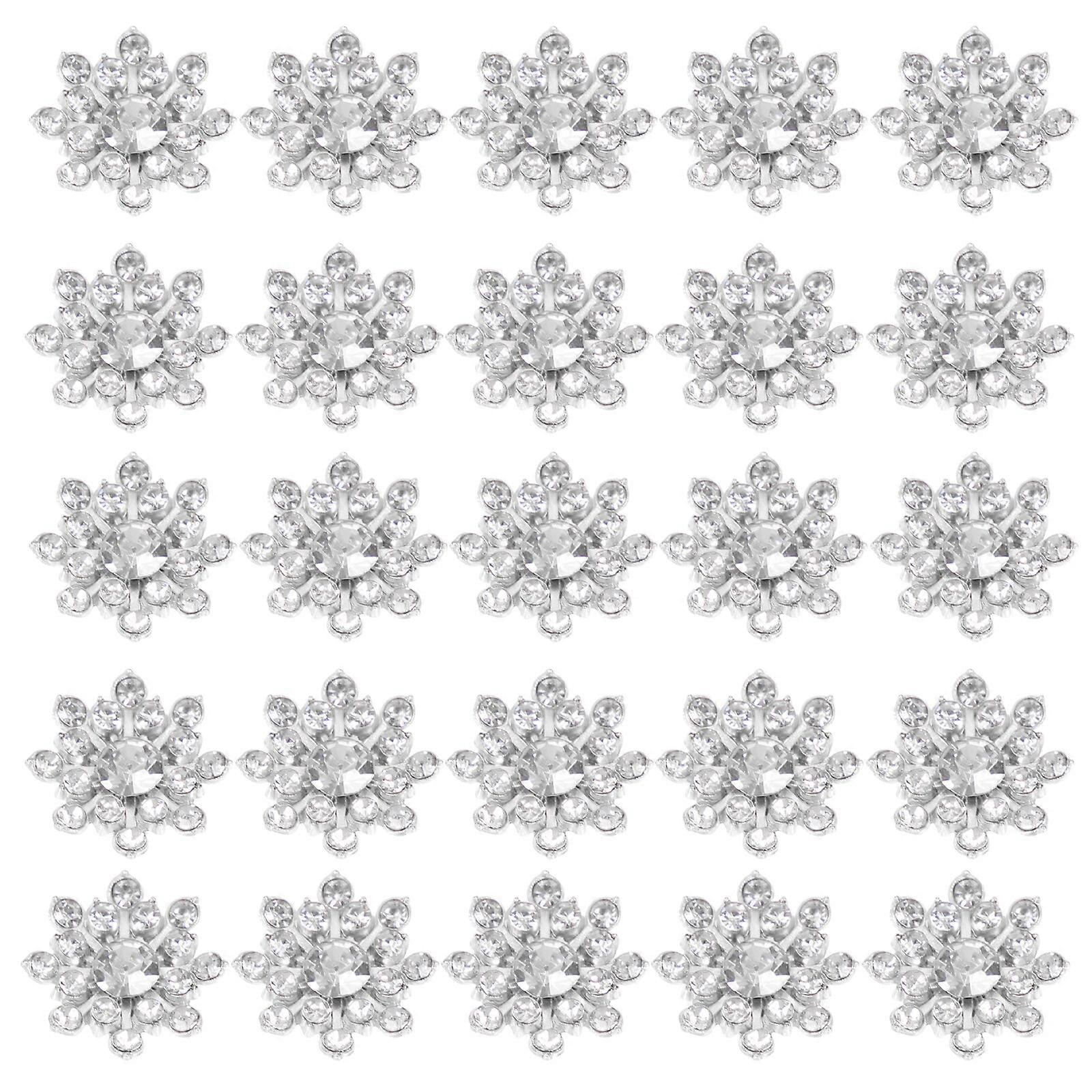 30pcs Delicate Snowflake Rhinestone Buttons DIY Sewing Buttons Clothing Rhinestone Button Decors
