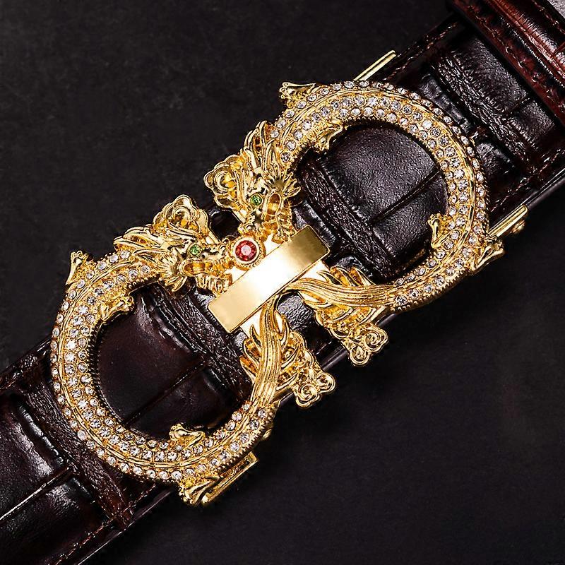 2022 new high grade men's leather embossing automatic checkout full grain leather business waistband belt belt Luxury Designer