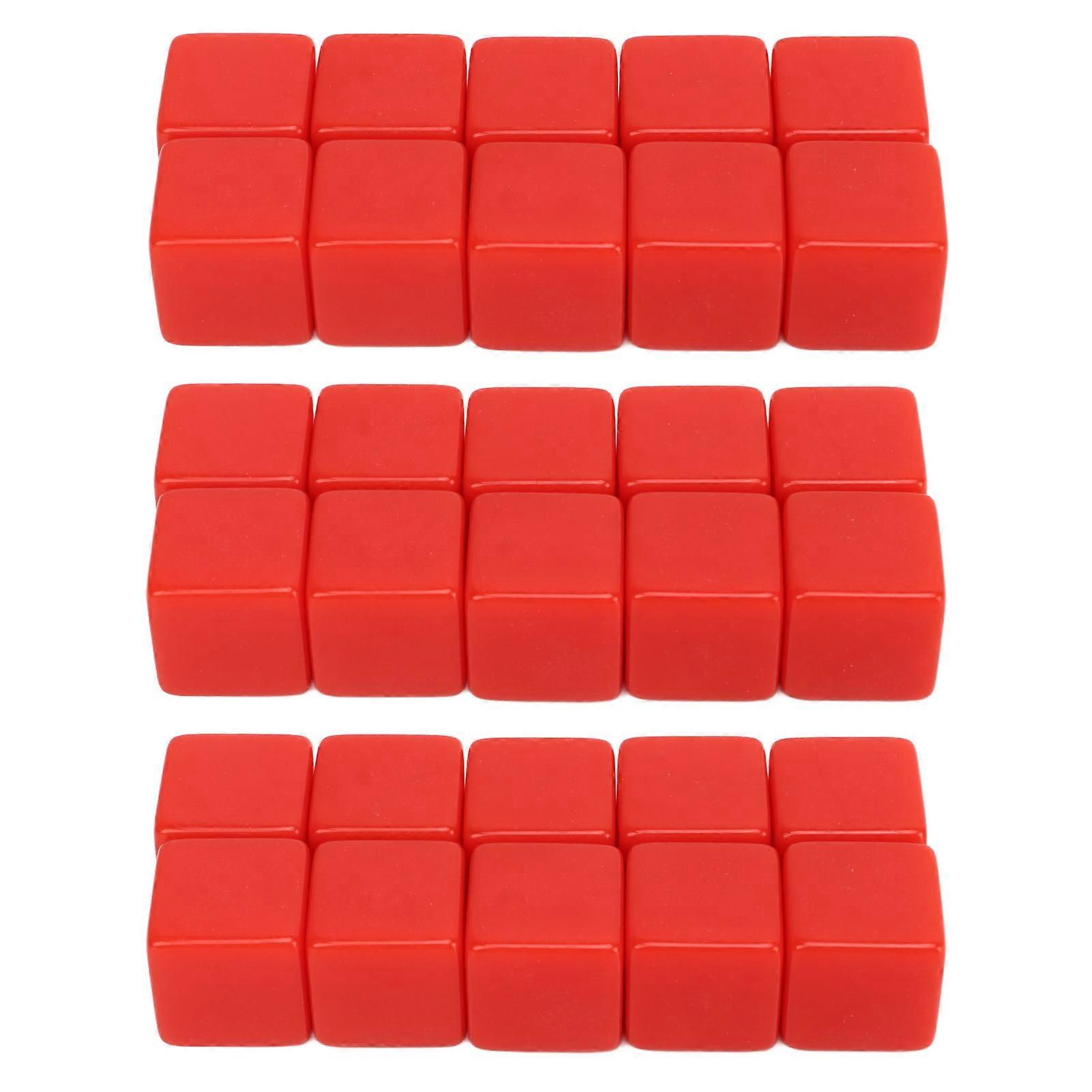 30 Pcs 16mm Dice Set Six Sided Blank Dice Write On Cubes Game for Math Teaching Education Red