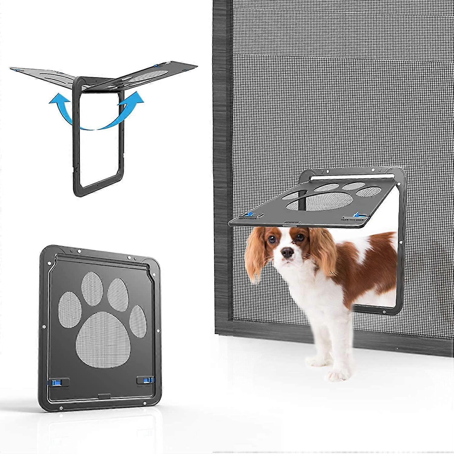 Pet Door Screen Sliding Dog Lockable Cat Magnetic Automatic Closing Door