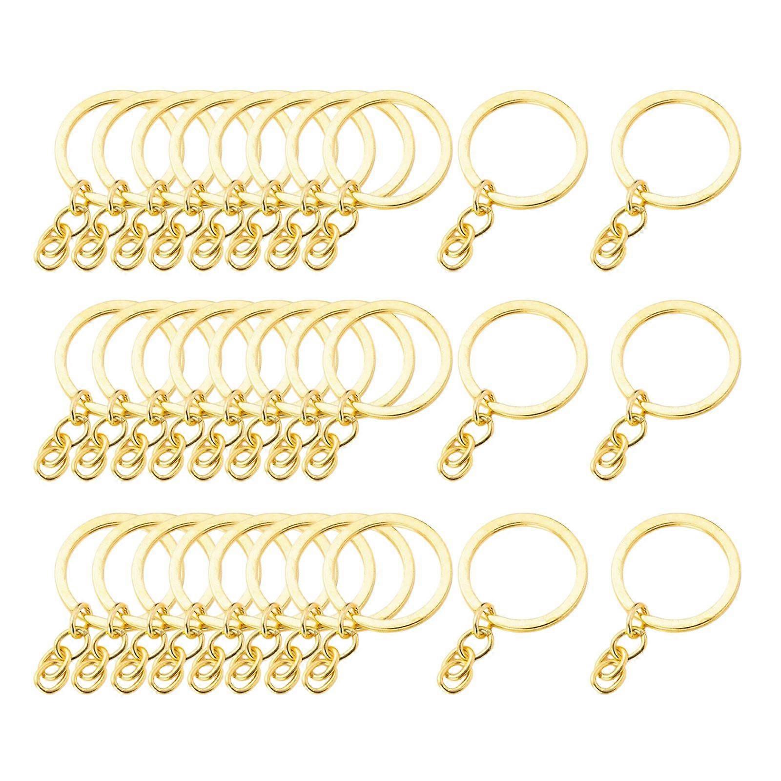 30x Keyring Blanks Key Chains Findings Split Rings 4 Link 30mm_Golden