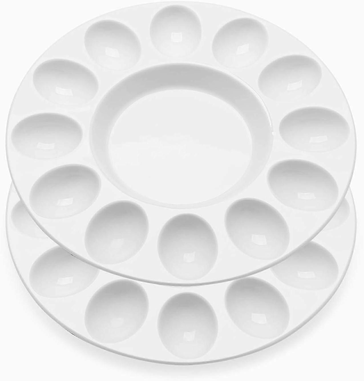 Deviled Egg Tray - Ceramic White Porcelain 12 Cup Eggs (2 Pack) Serving Tray Catering Platter For Hard Boiled Devil Eggs, Easter Eggs Holder Deserts