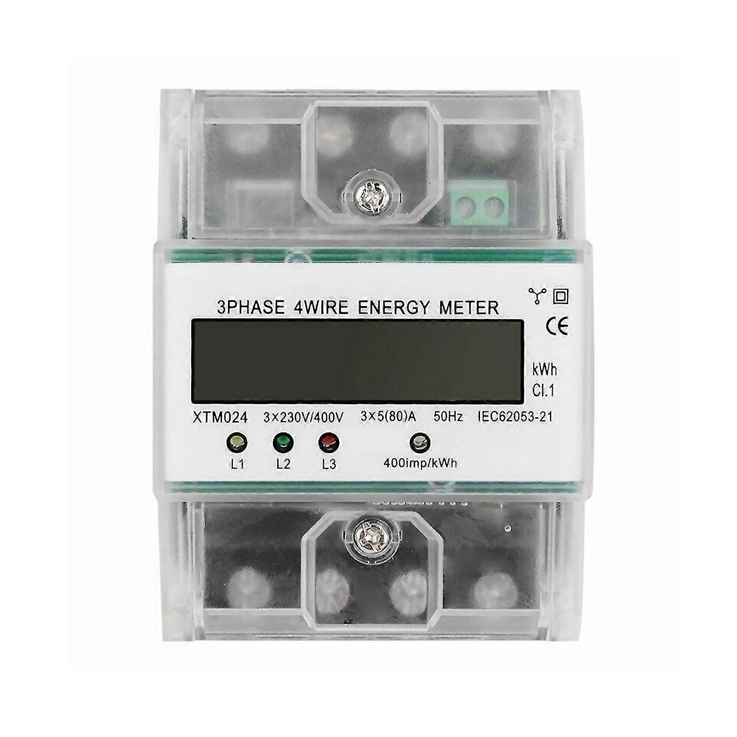 Lcd Three-phase Electric Meter Calibrated For Din Rail + 3 Phases 4 Wire Electricity Meterad