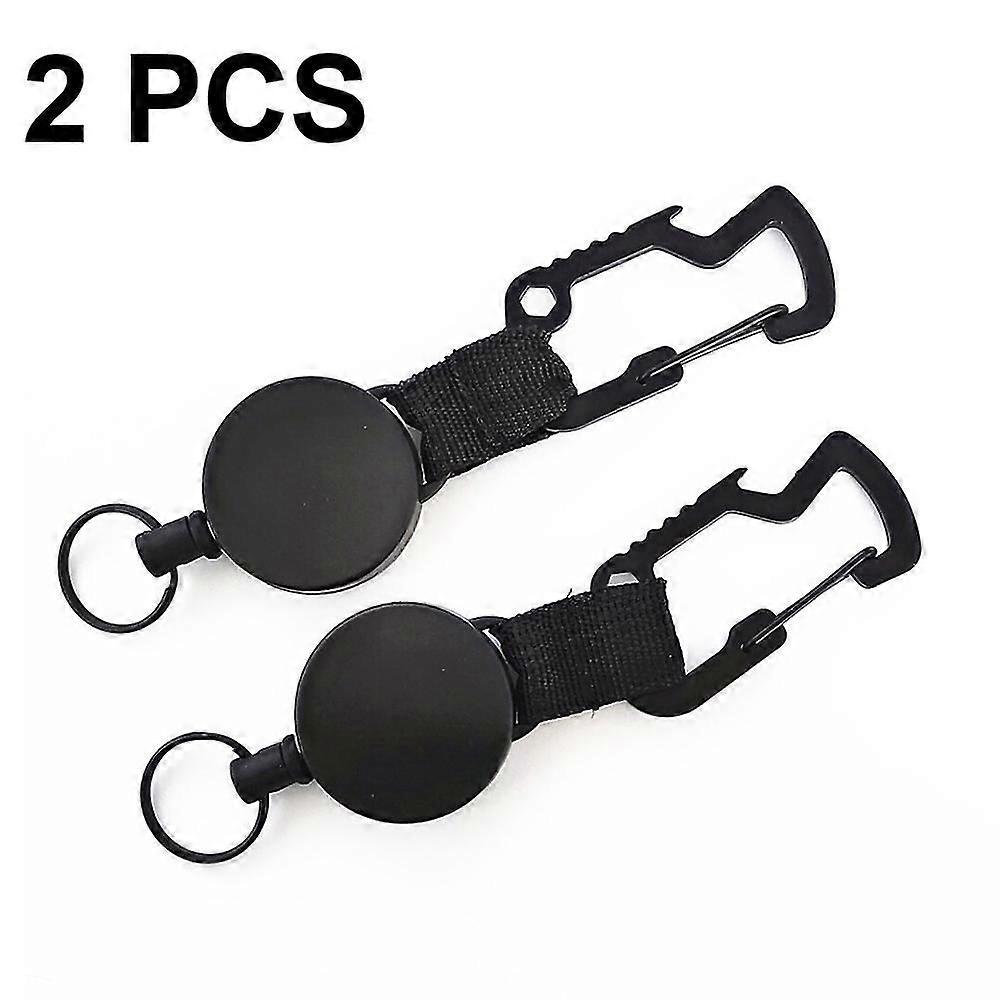 2 Pa Retractable Key Chain With Multitool Carabiner Belt Clip And Key Ring For Key Holder High Elasticity Of Steel Wire Rope