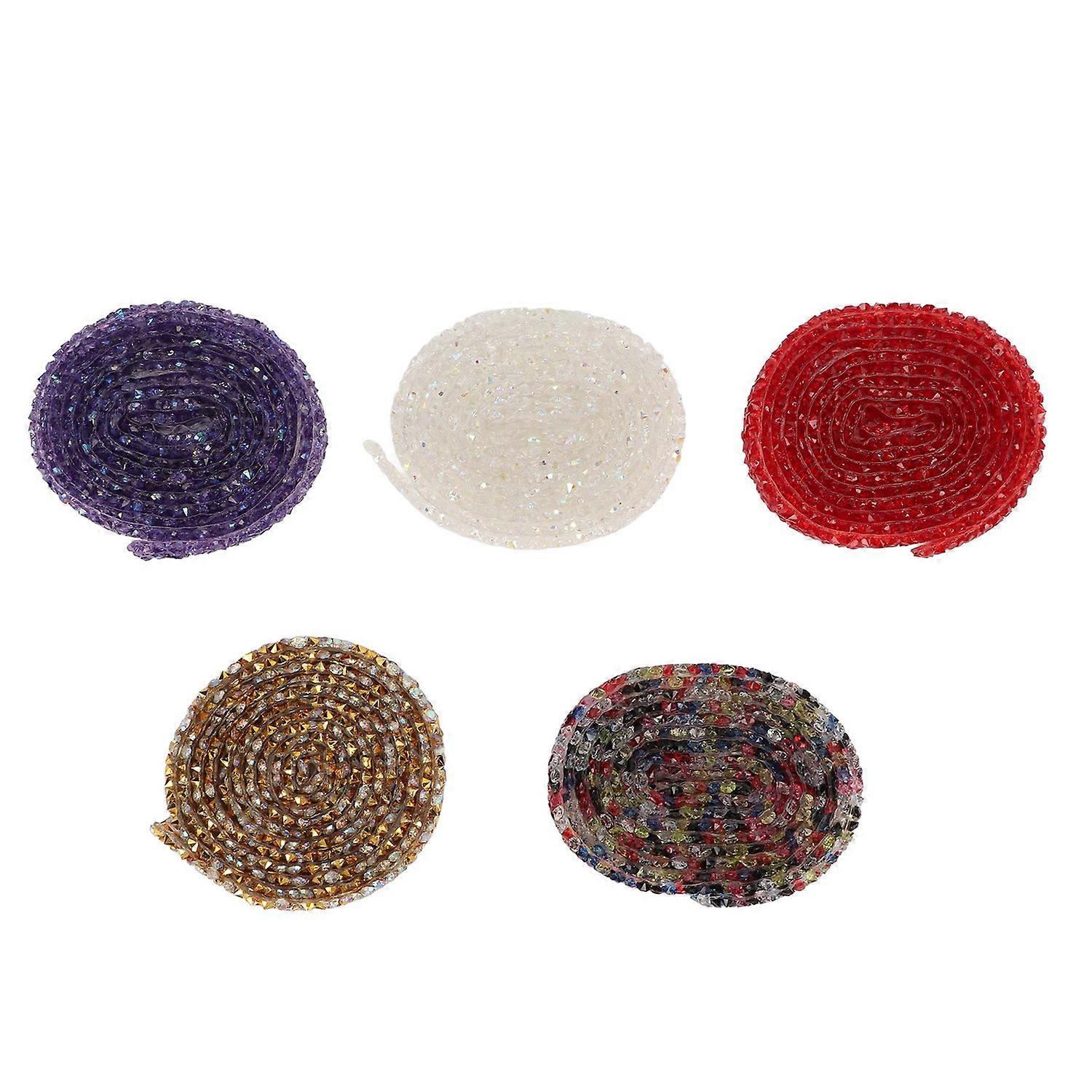 5 Roll Rhinestone Ribbon 5 Yards Total 1cm Width Cuttable Exquisite Rhinestone Strips for Cell Phone