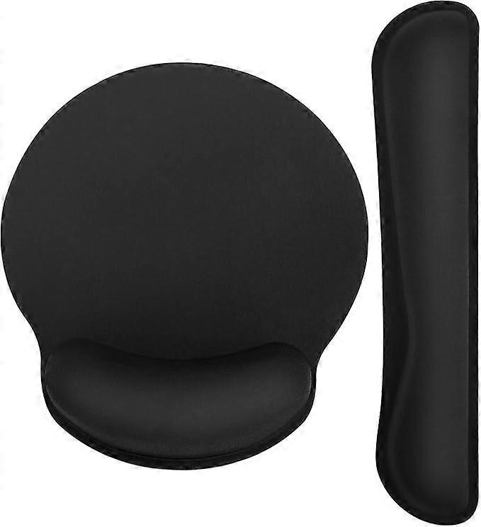 Mouse Pad and Wrist Rest, Ergonomic Memory Foam Mouse Pad, School Supplies, Non-Slip Rubber PU Base for Office/Computer/Gamer - Black