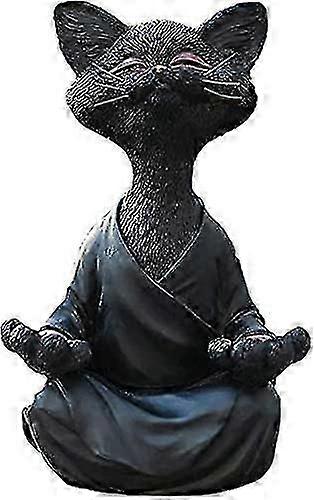 猫のフィギュア,瞑想ヨガ幸せな猫,禅猫リラックスポーズ彫刻 ホーム屋外芝生の装飾
