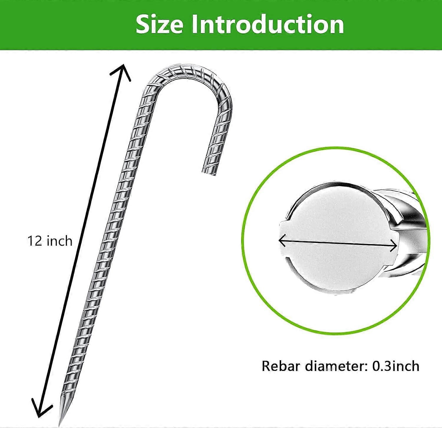 Estacas de vergalhão galvanizado de 12 polegadas para barraca, plantas e tecido de paisagem