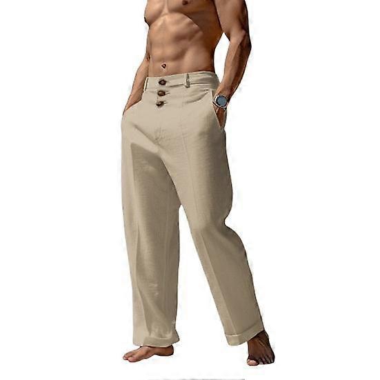 Men's Casual Trousers Solid Color Regular Fit Pants with Reinforced Pockets | Breathable Soft Comfortable Fabric | Pair with Tops Jackets Shirts