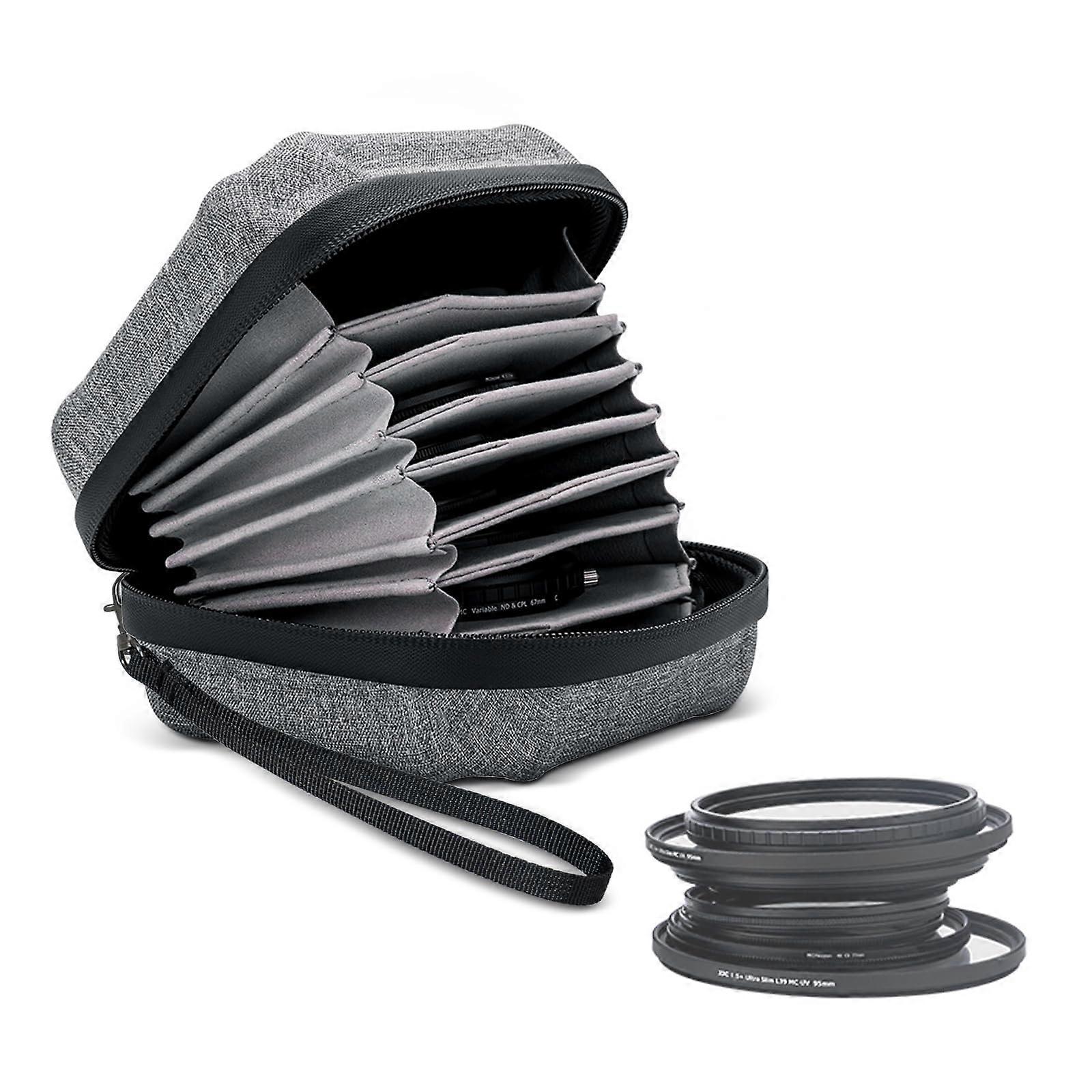 10-Pocket Hard Shell Lens Filter Bag for DSLR Camera - Water-Resistant Photography Storage with Durable Material and Compact Design