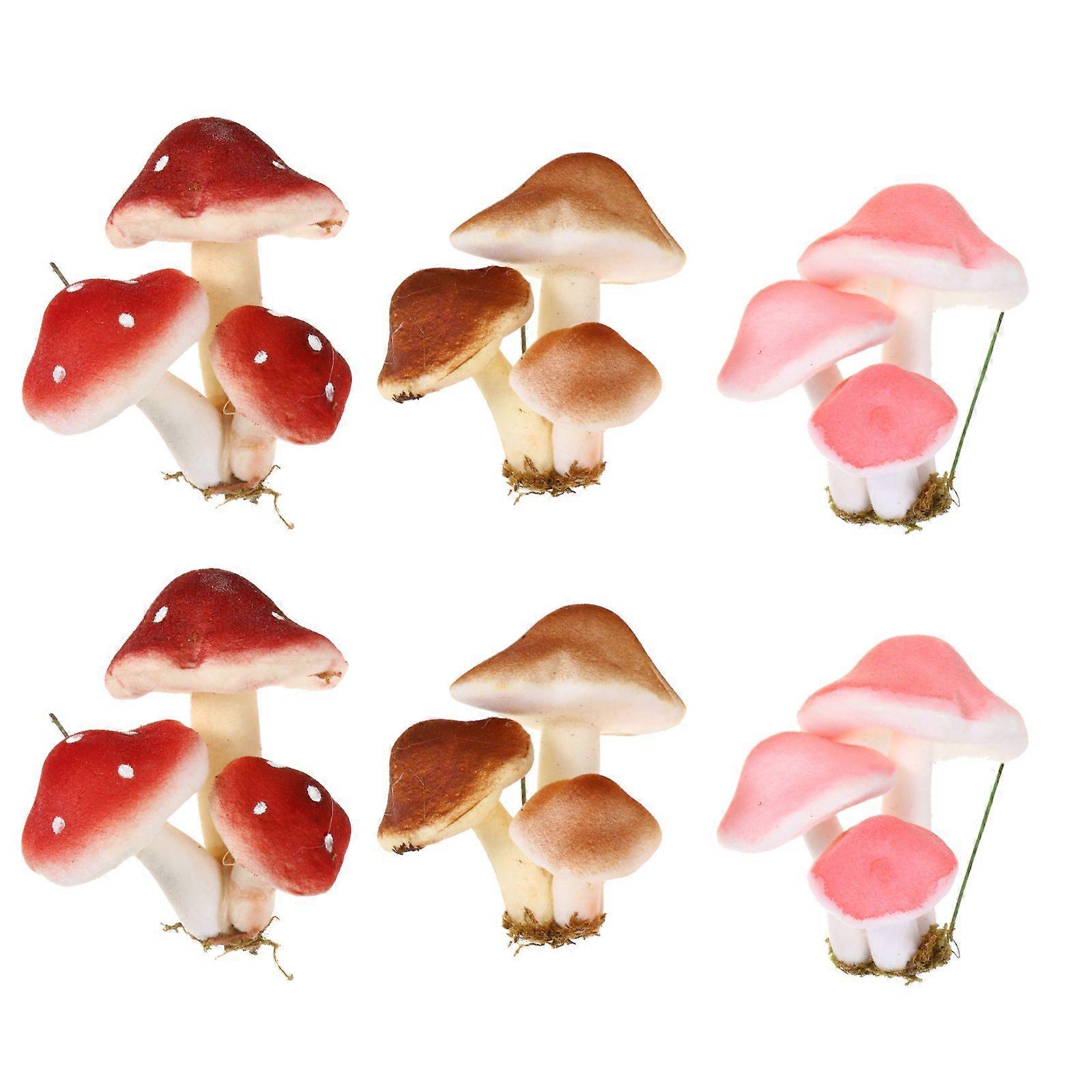 6pcs Froth Fake Mushroom Simulation Arrangement Scenes Props Assorted Color