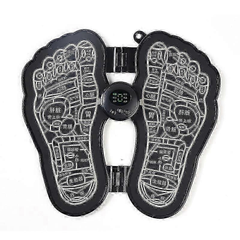 Foot Massage Pad Pulse Sole Massage Pad Foot Therapy Machine Usb Wireless Remote Control Massager-black