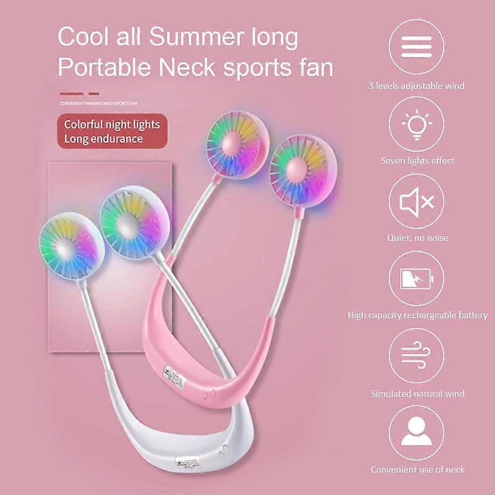 DC3.7V Mini Flexible Rotatable Bendable Neck Fan with Multi-color L-ED Lighting Eeffect 3 Adjustable
