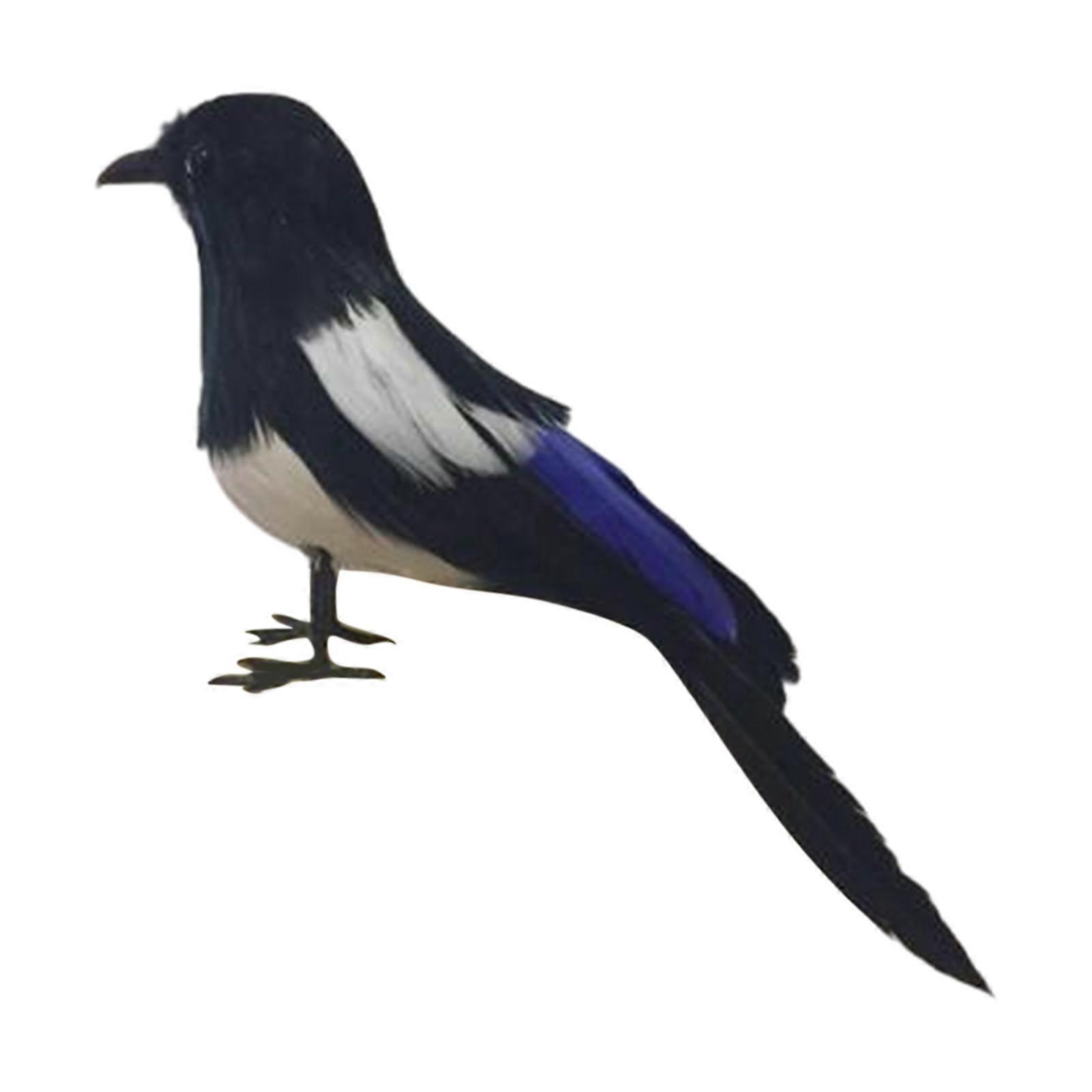 Magpie Simulation Bird Artificial Feather Model Decorative Bird Figures for